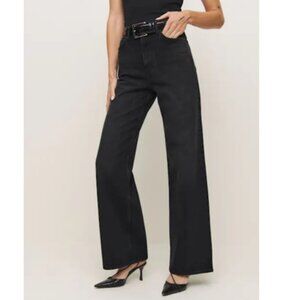 Reformation Cary High Rise Slouchy Wide Leg Jeans Black - Size 32